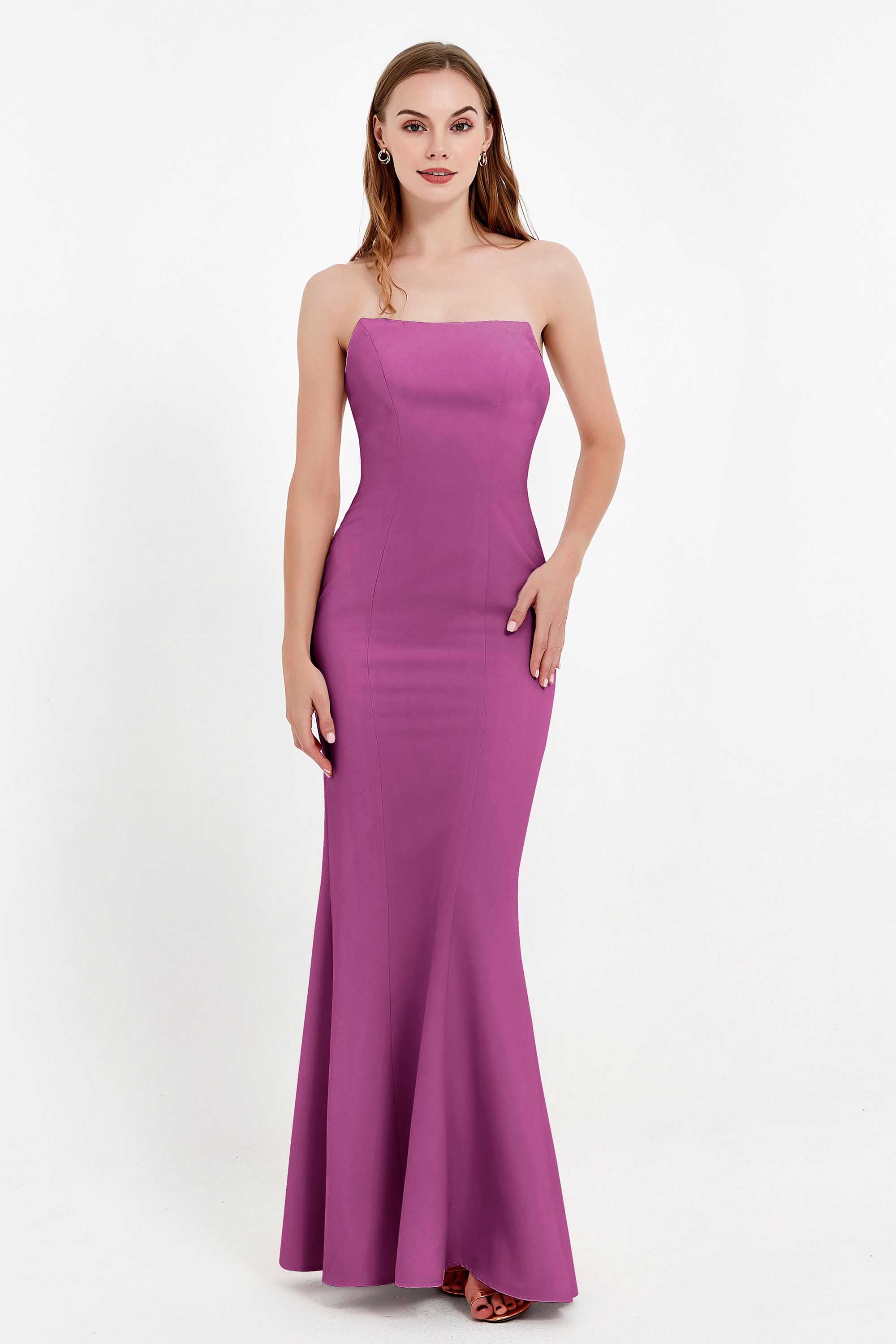Mermaid Crepe Straight Across Formal Evening Dresses Long Prom Party Bridesmaid Dress Gowns