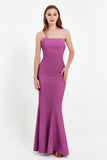 Mermaid Crepe Straight Across Formal Evening Dresses Long Prom Party Bridesmaid Dress Gowns