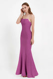 Mermaid Crepe Straight Across Formal Evening Dresses Long Prom Party Bridesmaid Dress Gowns
