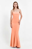 Mermaid Crepe Straight Across Formal Evening Dresses Long Prom Party Bridesmaid Dress Gowns