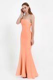 Mermaid Crepe Straight Across Formal Evening Dresses Long Prom Party Bridesmaid Dress Gowns