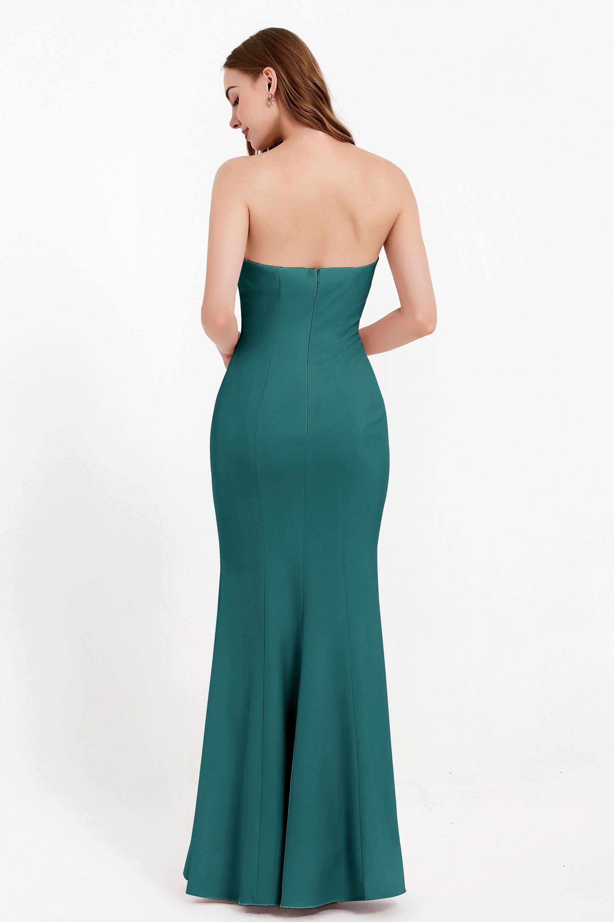 Mermaid Crepe Straight Across Formal Evening Dresses Long Prom Party Bridesmaid Dress Gowns