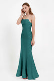 Mermaid Crepe Straight Across Formal Evening Dresses Long Prom Party Bridesmaid Dress Gowns