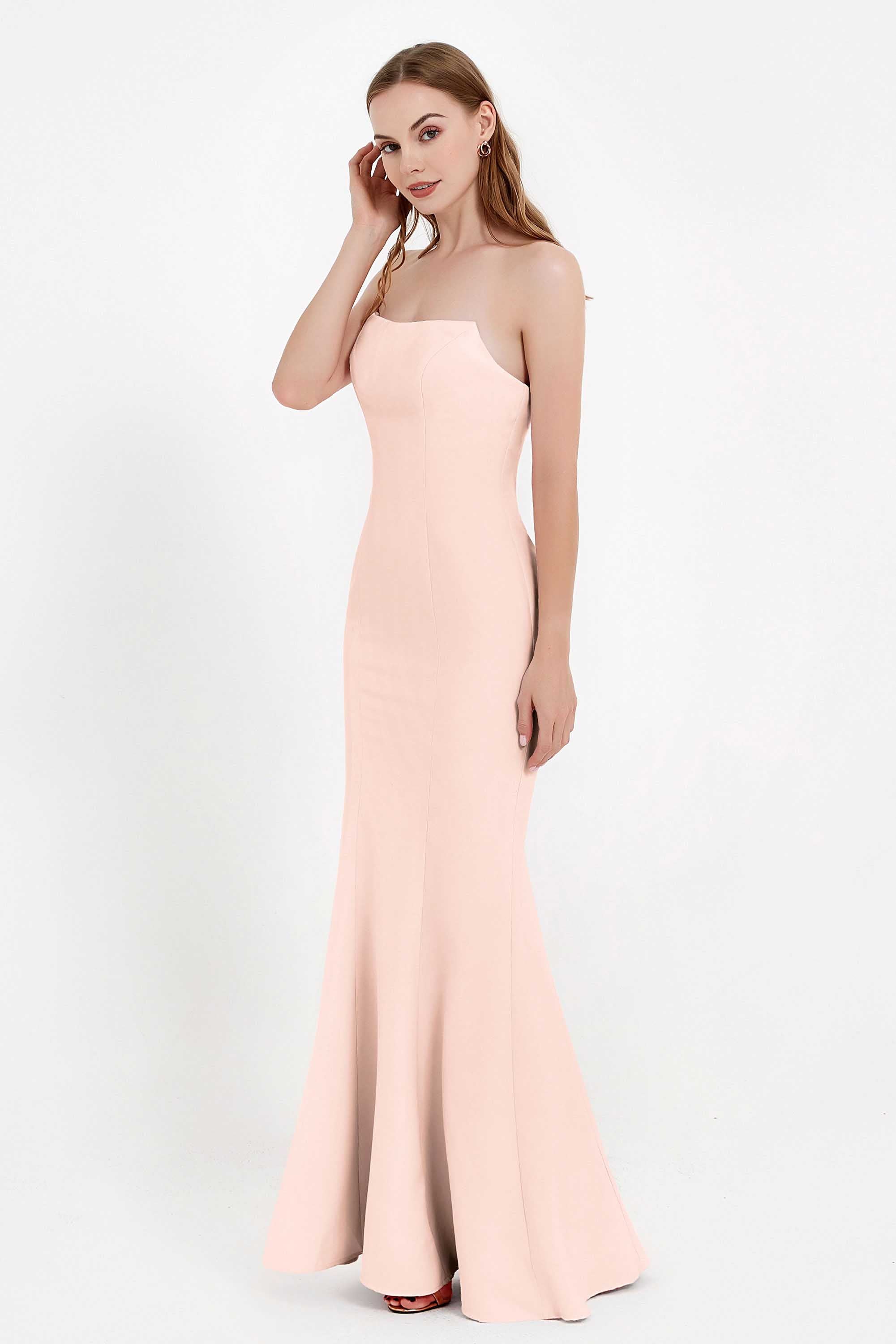Mermaid Crepe Straight Across Formal Evening Dresses Long Prom Party Bridesmaid Dress Gowns