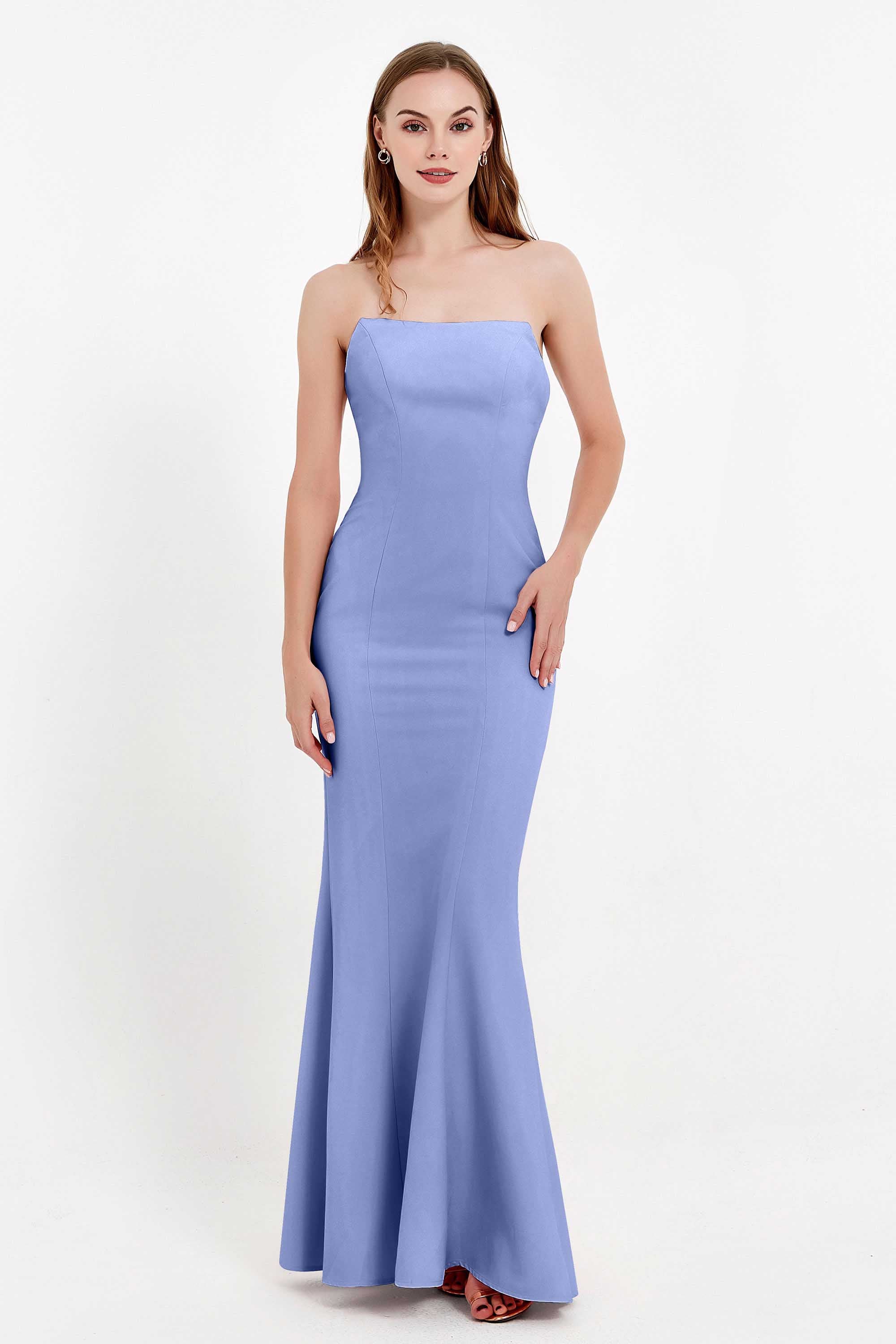 Mermaid Crepe Straight Across Formal Evening Dresses Long Prom Party Bridesmaid Dress Gowns