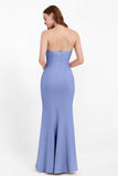 Mermaid Crepe Straight Across Formal Evening Dresses Long Prom Party Bridesmaid Dress Gowns