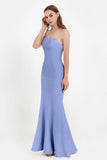 Mermaid Crepe Straight Across Formal Evening Dresses Long Prom Party Bridesmaid Dress Gowns