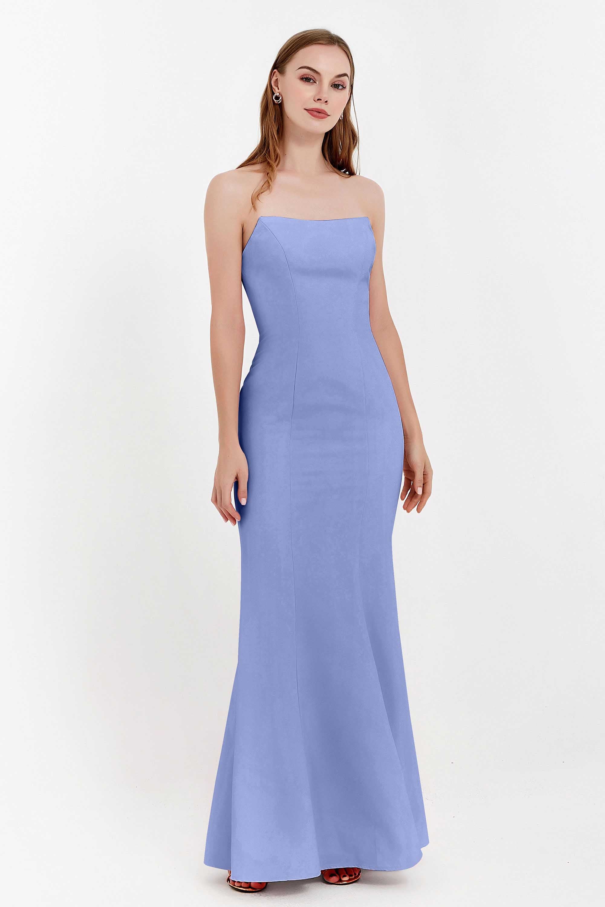 Mermaid Crepe Straight Across Formal Evening Dresses Long Prom Party Bridesmaid Dress Gowns