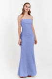 Mermaid Crepe Straight Across Formal Evening Dresses Long Prom Party Bridesmaid Dress Gowns