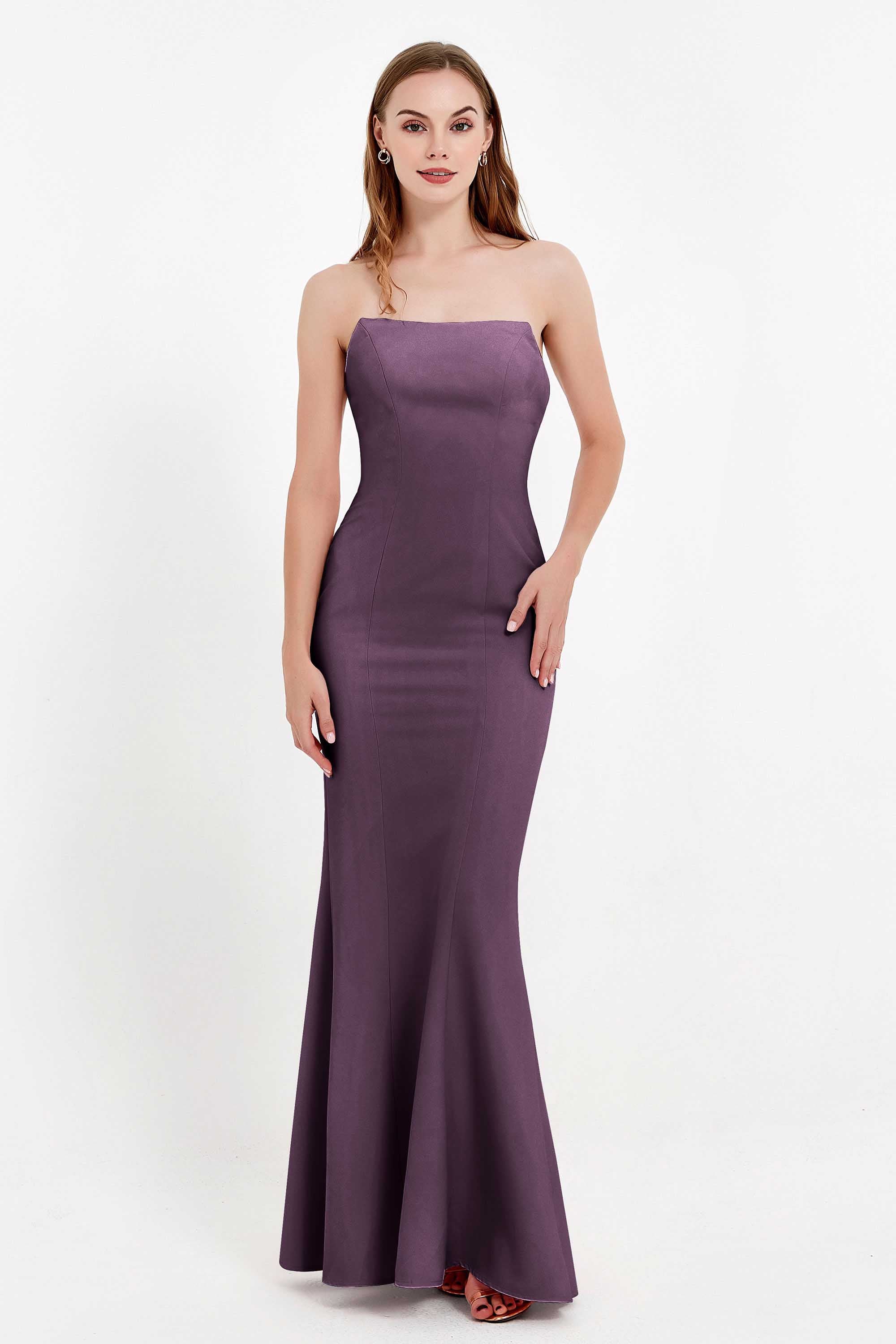 Mermaid Crepe Straight Across Formal Evening Dresses Long Prom Party Bridesmaid Dress Gowns