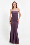Mermaid Crepe Straight Across Formal Evening Dresses Long Prom Party Bridesmaid Dress Gowns