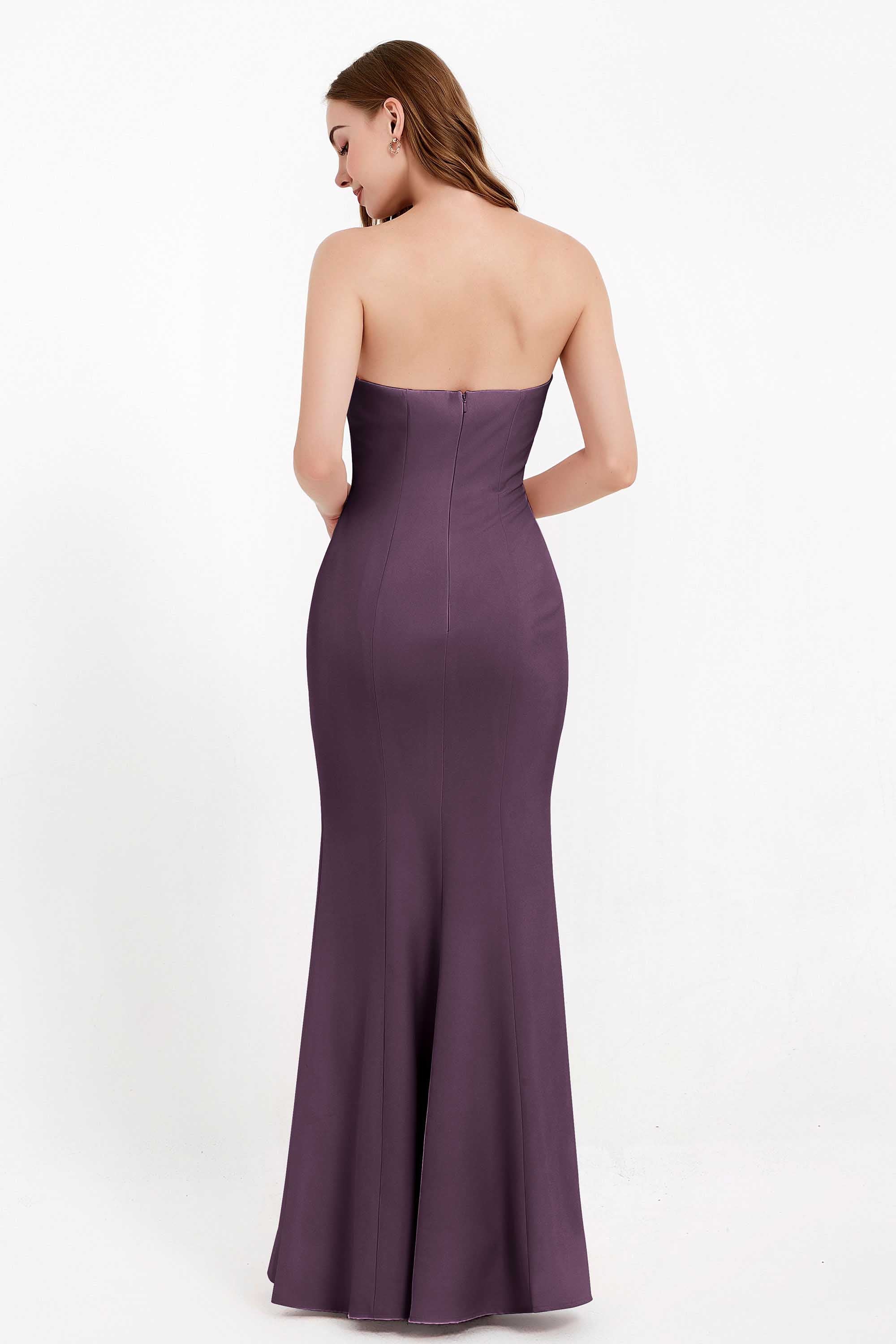 Mermaid Crepe Straight Across Formal Evening Dresses Long Prom Party Bridesmaid Dress Gowns