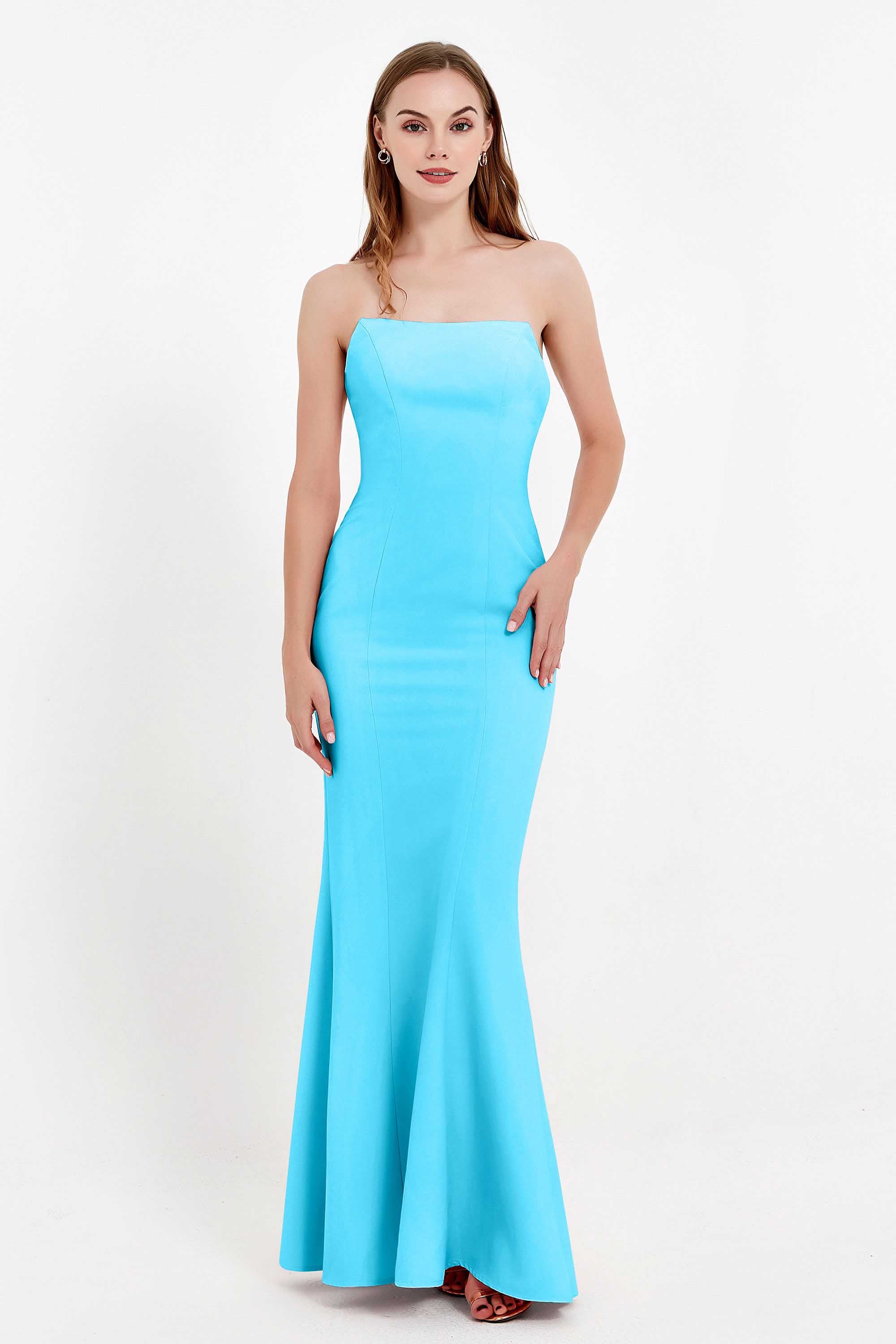Mermaid Crepe Straight Across Formal Evening Dresses Long Prom Party Bridesmaid Dress Gowns
