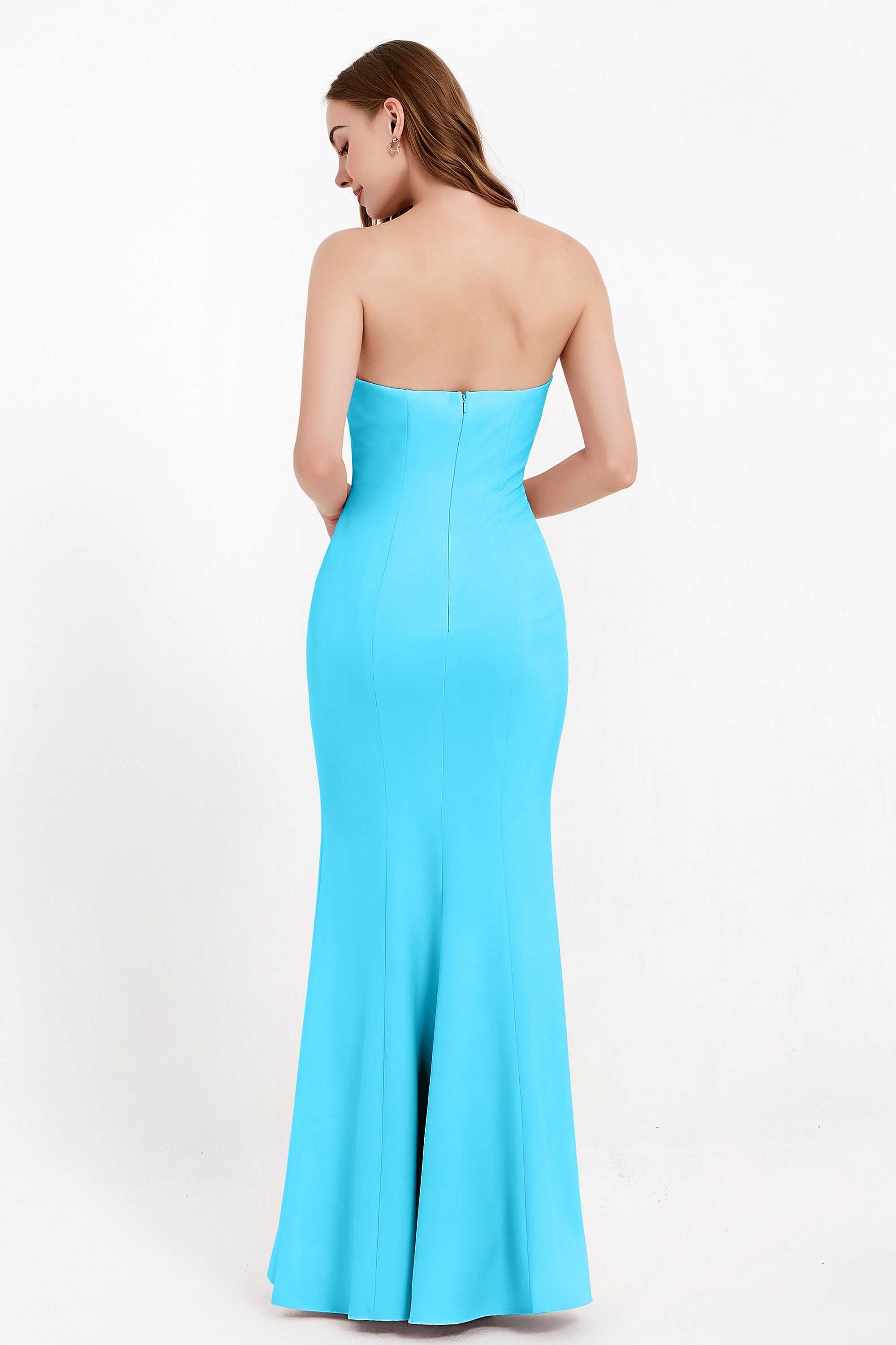 Mermaid Crepe Straight Across Formal Evening Dresses Long Prom Party Bridesmaid Dress Gowns