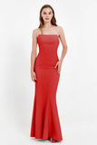 Mermaid Crepe Straight Across Formal Evening Dresses Long Prom Party Bridesmaid Dress Gowns