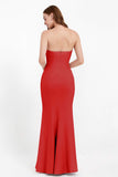 Mermaid Crepe Straight Across Formal Evening Dresses Long Prom Party Bridesmaid Dress Gowns