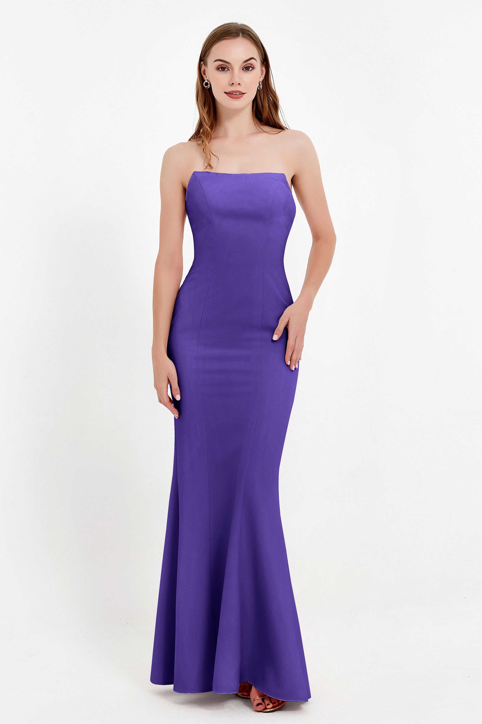 Mermaid Crepe Straight Across Formal Evening Dresses Long Prom Party Bridesmaid Dress Gowns