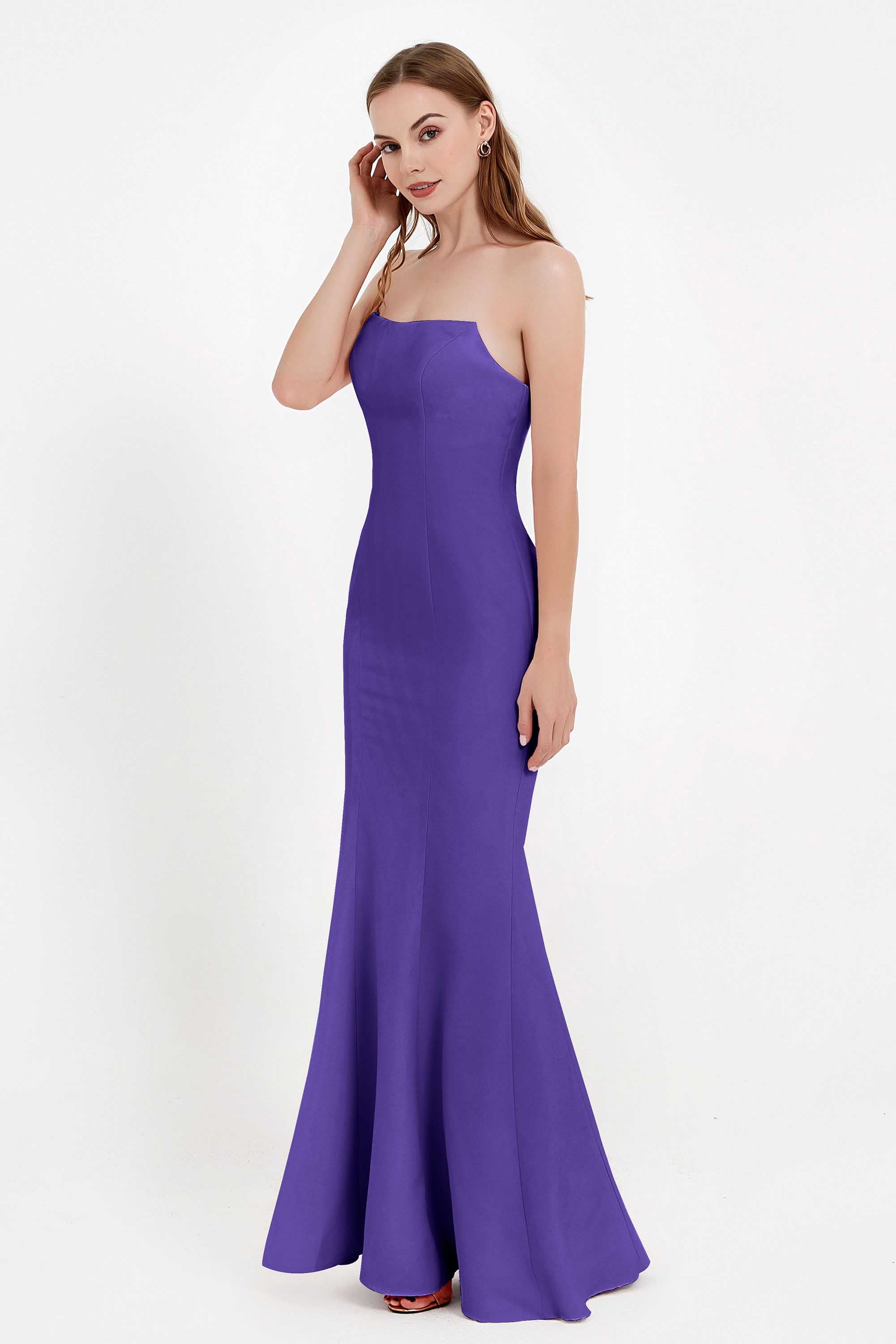 Mermaid Crepe Straight Across Formal Evening Dresses Long Prom Party Bridesmaid Dress Gowns