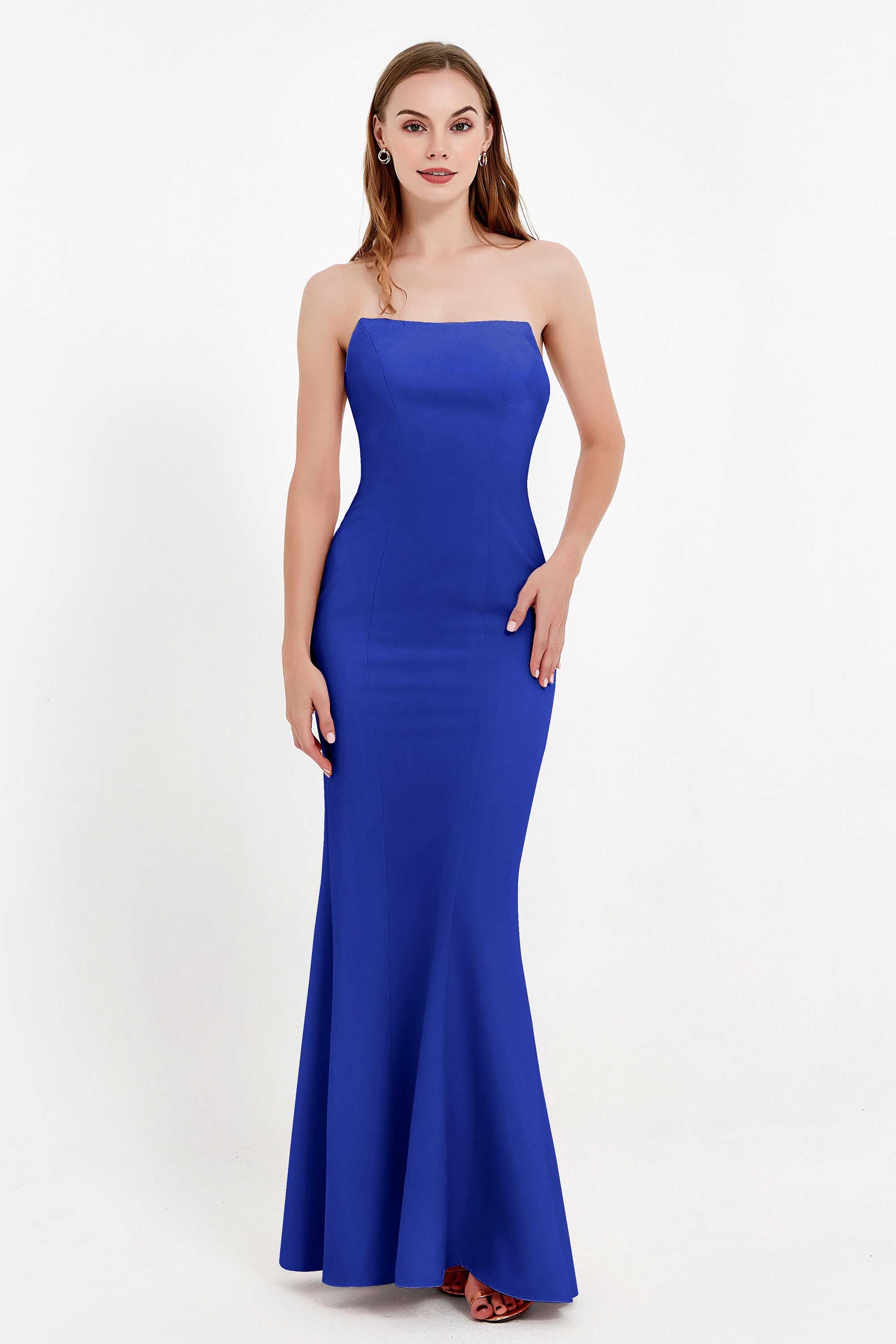 Mermaid Crepe Straight Across Formal Evening Dresses Long Prom Party Bridesmaid Dress Gowns