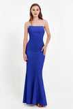 Mermaid Crepe Straight Across Formal Evening Dresses Long Prom Party Bridesmaid Dress Gowns