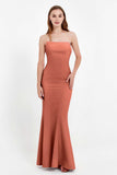 Mermaid Crepe Straight Across Formal Evening Dresses Long Prom Party Bridesmaid Dress Gowns