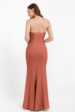 Mermaid Crepe Straight Across Formal Evening Dresses Long Prom Party Bridesmaid Dress Gowns