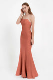 Mermaid Crepe Straight Across Formal Evening Dresses Long Prom Party Bridesmaid Dress Gowns