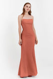 Mermaid Crepe Straight Across Formal Evening Dresses Long Prom Party Bridesmaid Dress Gowns