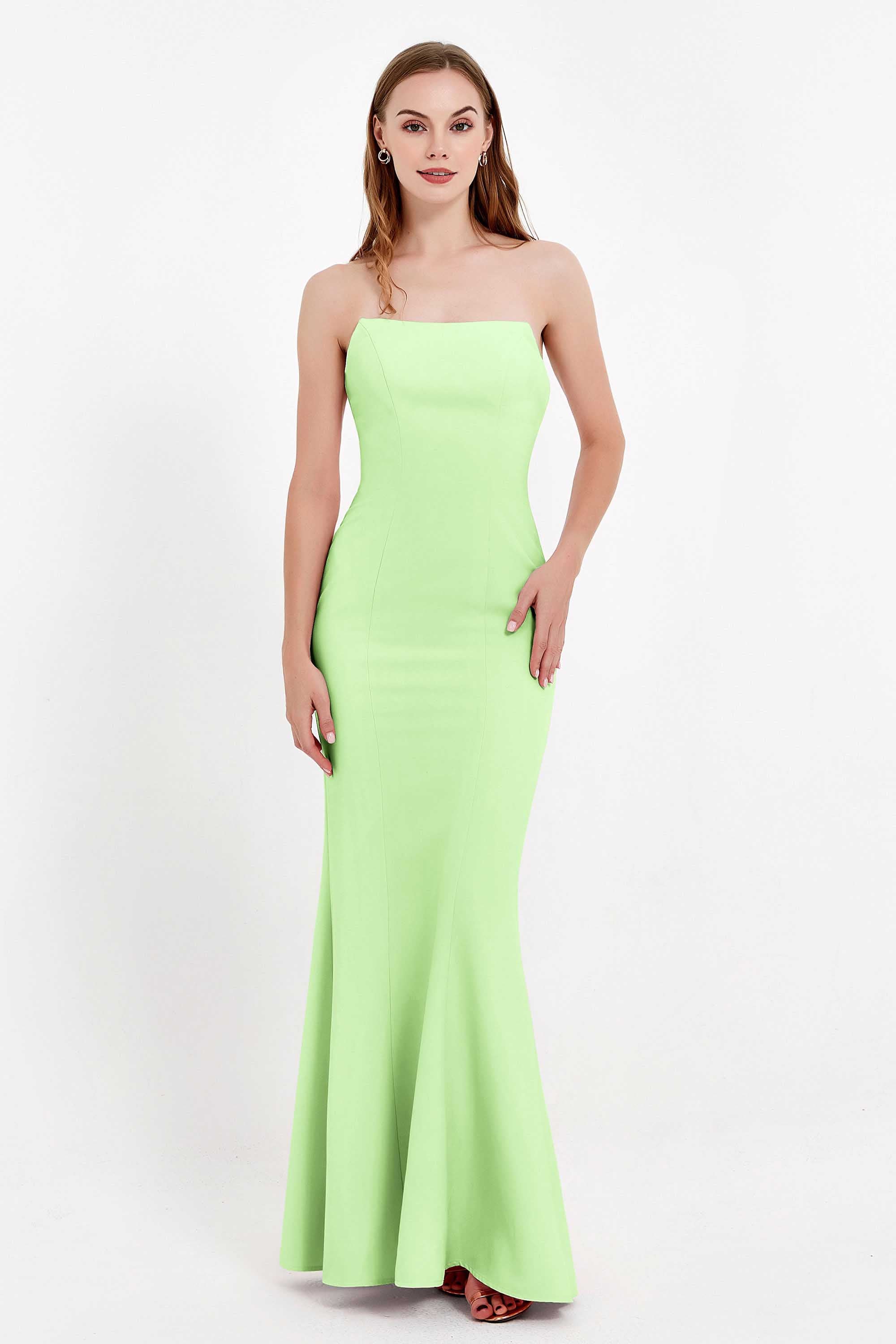 Mermaid Crepe Straight Across Formal Evening Dresses Long Prom Party Bridesmaid Dress Gowns