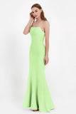Mermaid Crepe Straight Across Formal Evening Dresses Long Prom Party Bridesmaid Dress Gowns