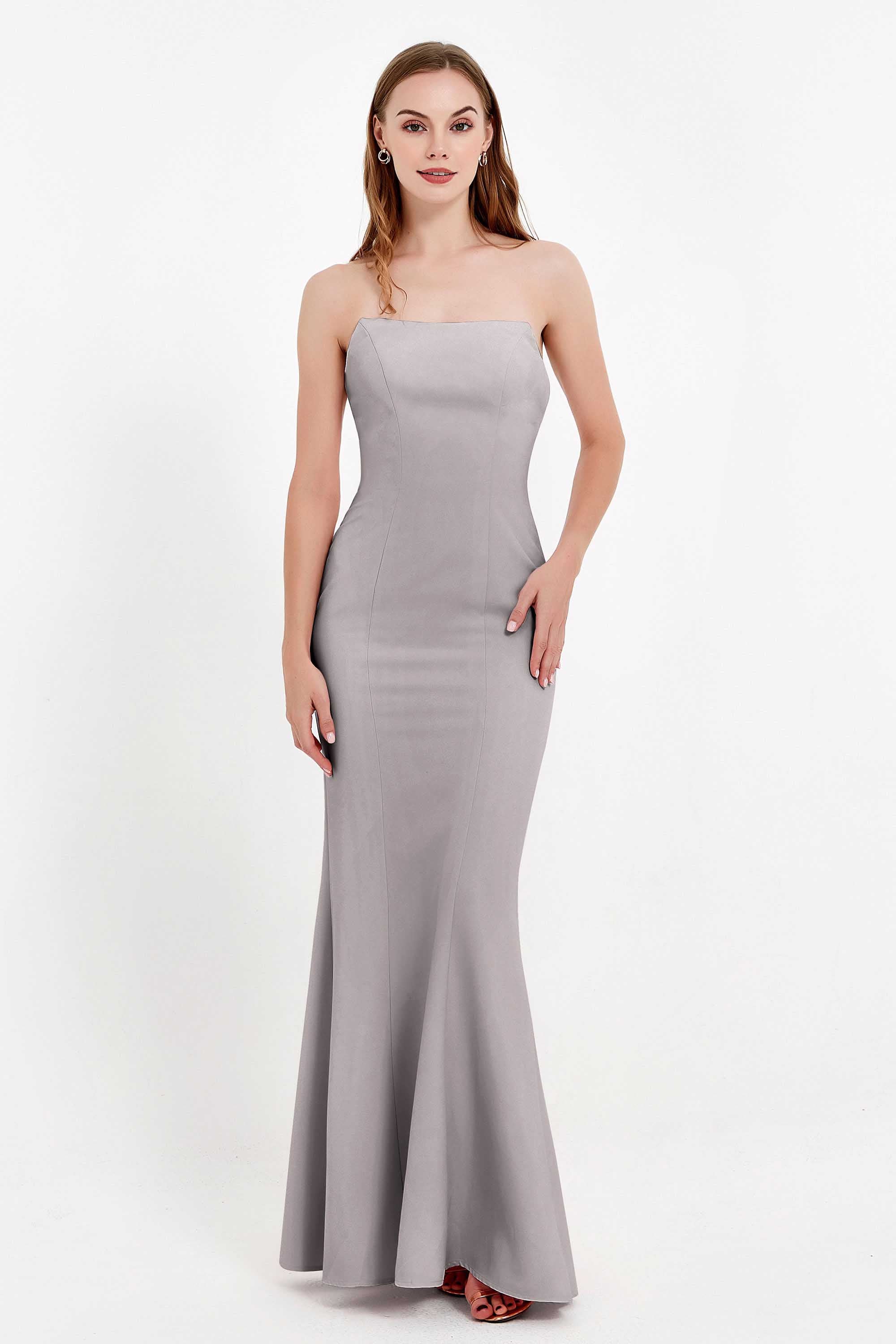 Mermaid Crepe Straight Across Formal Evening Dresses Long Prom Party Bridesmaid Dress Gowns