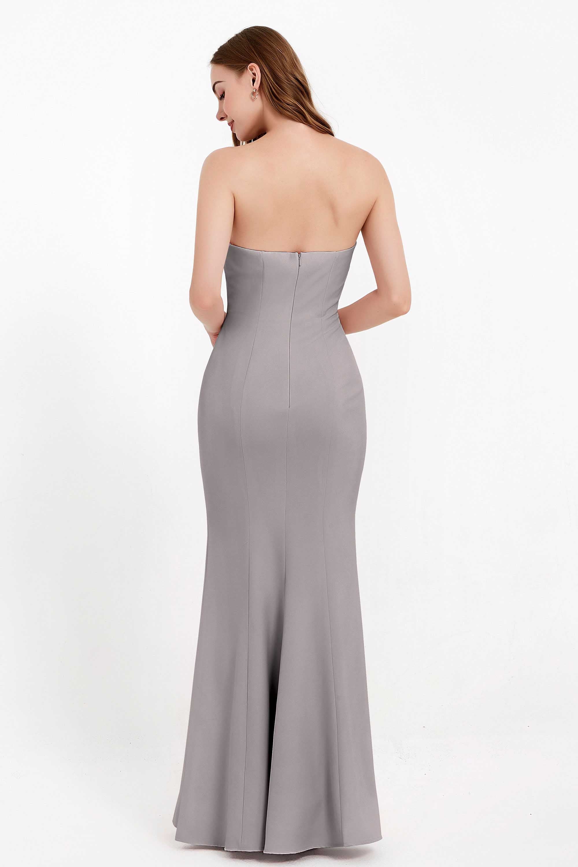 Mermaid Crepe Straight Across Formal Evening Dresses Long Prom Party Bridesmaid Dress Gowns