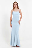 Mermaid Crepe Straight Across Formal Evening Dresses Long Prom Party Bridesmaid Dress Gowns