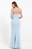 Mermaid Crepe Straight Across Formal Evening Dresses Long Prom Party Bridesmaid Dress Gowns