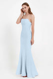 Mermaid Crepe Straight Across Formal Evening Dresses Long Prom Party Bridesmaid Dress Gowns