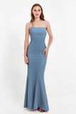 Mermaid Crepe Straight Across Formal Evening Dresses Long Prom Party Bridesmaid Dress Gowns