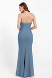 Mermaid Crepe Straight Across Formal Evening Dresses Long Prom Party Bridesmaid Dress Gowns