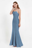 Mermaid Crepe Straight Across Formal Evening Dresses Long Prom Party Bridesmaid Dress Gowns