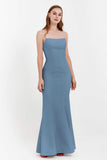 Mermaid Crepe Straight Across Formal Evening Dresses Long Prom Party Bridesmaid Dress Gowns