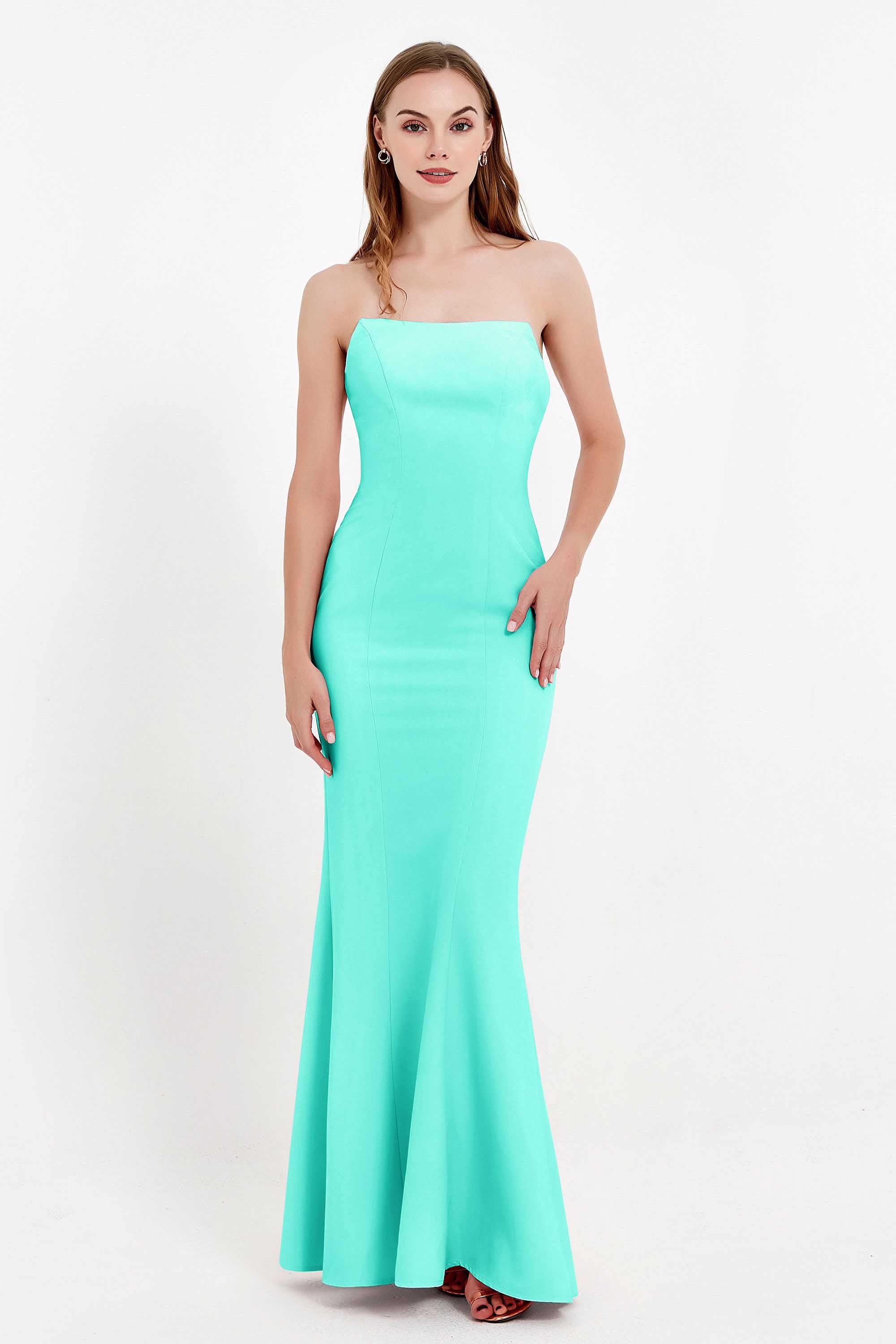Mermaid Crepe Straight Across Formal Evening Dresses Long Prom Party Bridesmaid Dress Gowns