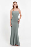 Mermaid Crepe Straight Across Formal Evening Dresses Long Prom Party Bridesmaid Dress Gowns