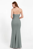 Mermaid Crepe Straight Across Formal Evening Dresses Long Prom Party Bridesmaid Dress Gowns