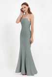 Mermaid Crepe Straight Across Formal Evening Dresses Long Prom Party Bridesmaid Dress Gowns