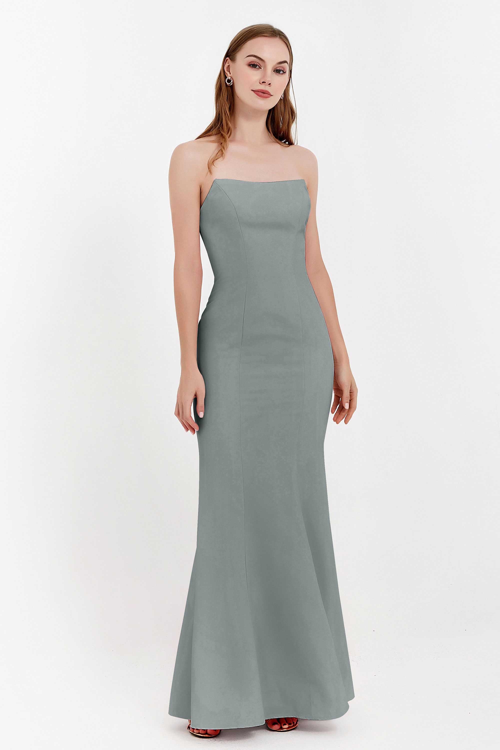 Mermaid Crepe Straight Across Formal Evening Dresses Long Prom Party Bridesmaid Dress Gowns