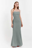 Mermaid Crepe Straight Across Formal Evening Dresses Long Prom Party Bridesmaid Dress Gowns