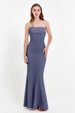Mermaid Crepe Straight Across Formal Evening Dresses Long Prom Party Bridesmaid Dress Gowns