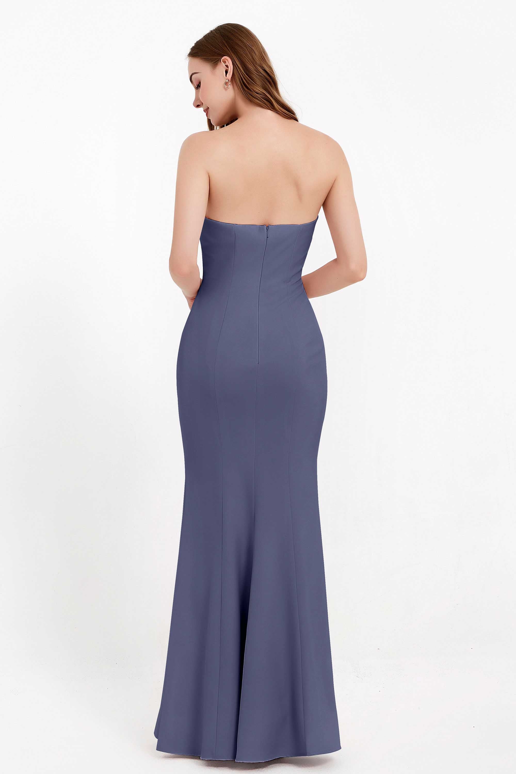 Mermaid Crepe Straight Across Formal Evening Dresses Long Prom Party Bridesmaid Dress Gowns