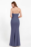 Mermaid Crepe Straight Across Formal Evening Dresses Long Prom Party Bridesmaid Dress Gowns