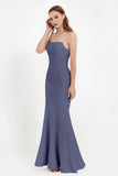 Mermaid Crepe Straight Across Formal Evening Dresses Long Prom Party Bridesmaid Dress Gowns