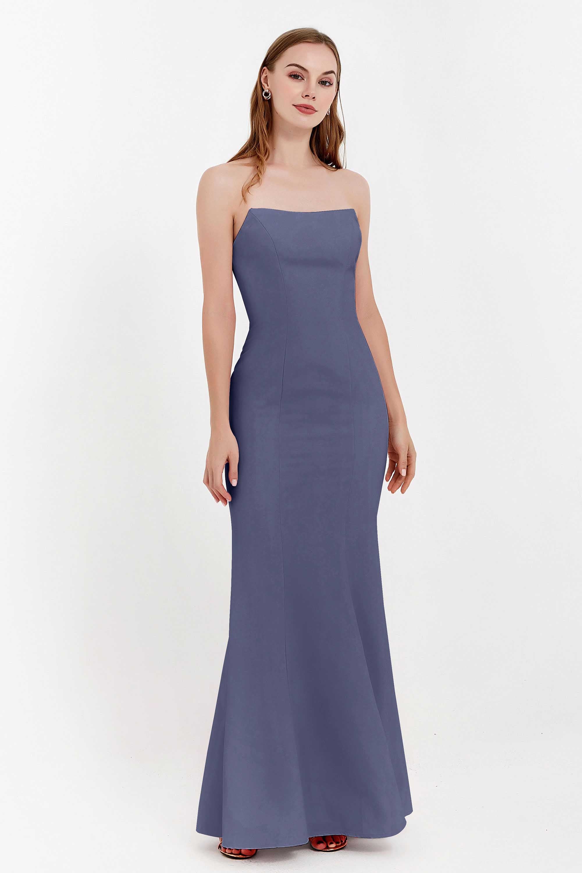 Mermaid Crepe Straight Across Formal Evening Dresses Long Prom Party Bridesmaid Dress Gowns